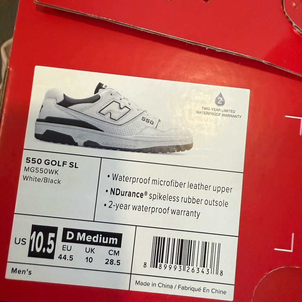 BNWT - New Balance 550 Golf SL Shoes - White and Black